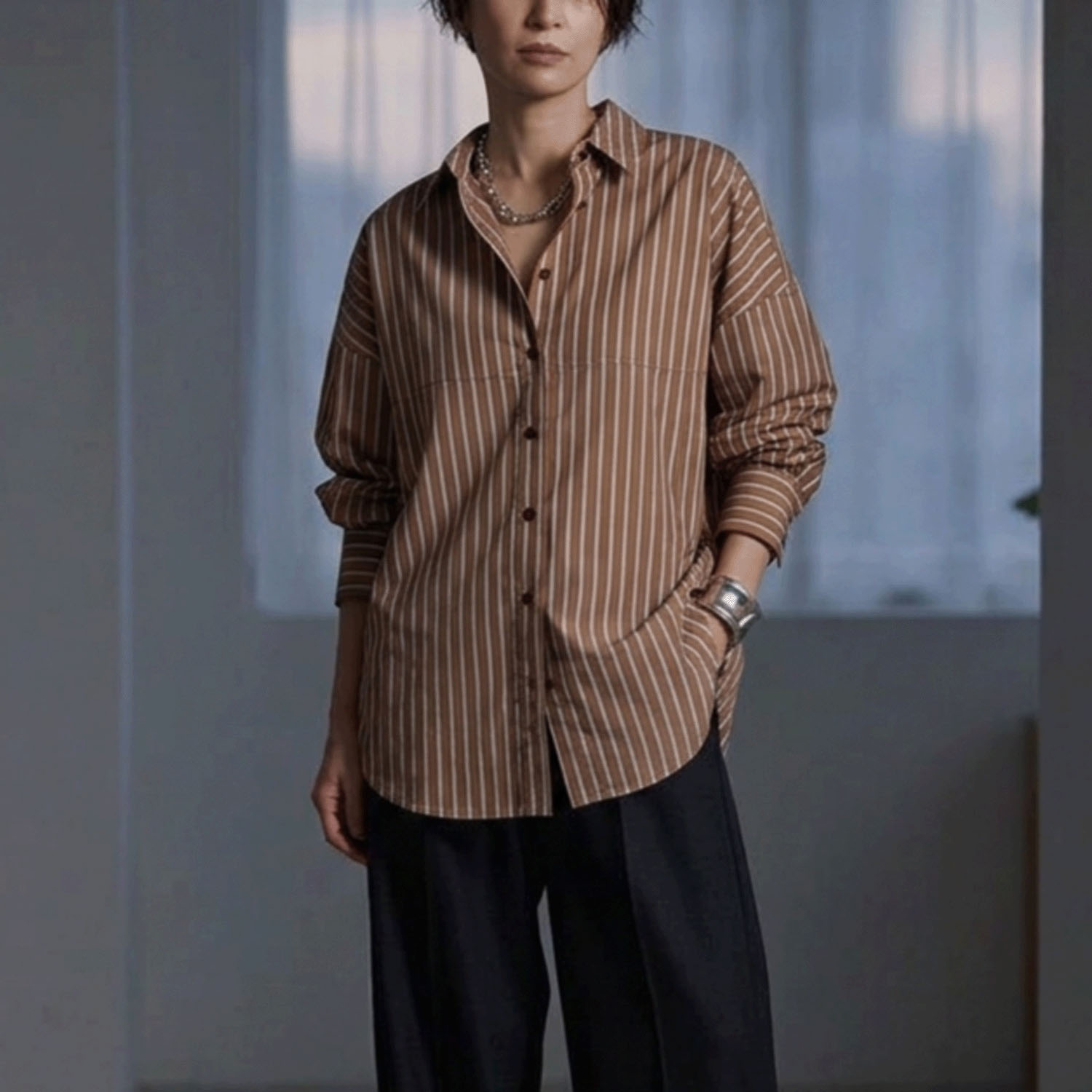 HERENCIA ストライプブラウス
