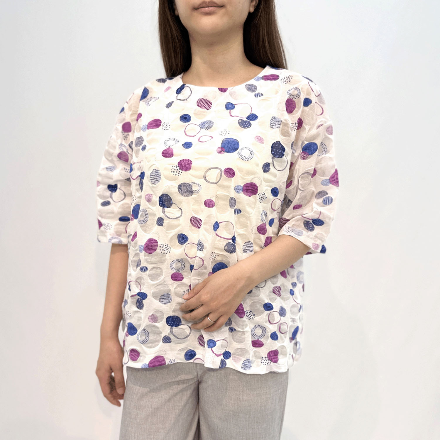 綿塩縮プリントチュニック