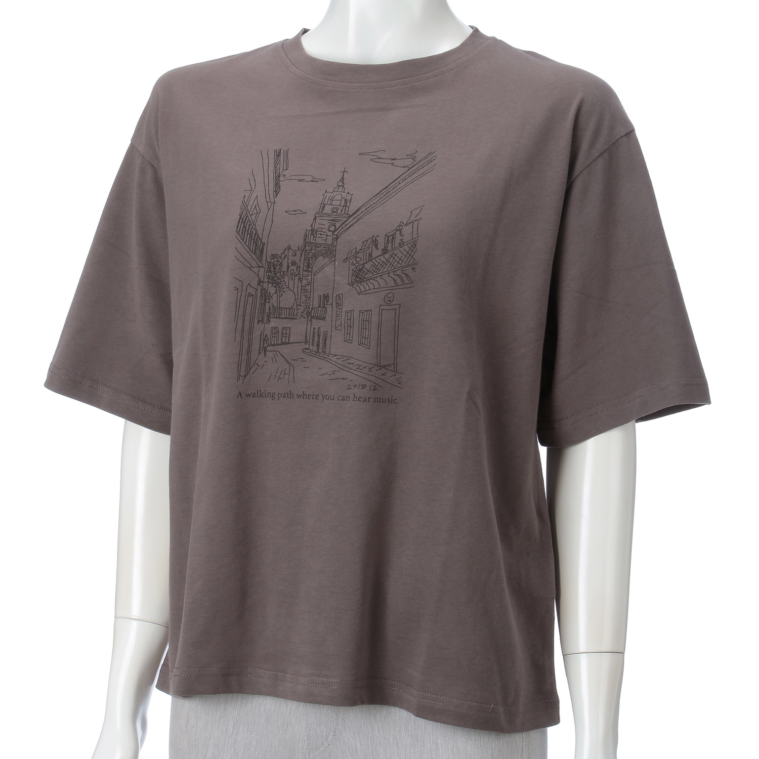 le ciel de demain ソフト天竺街並みイラストTシャツ