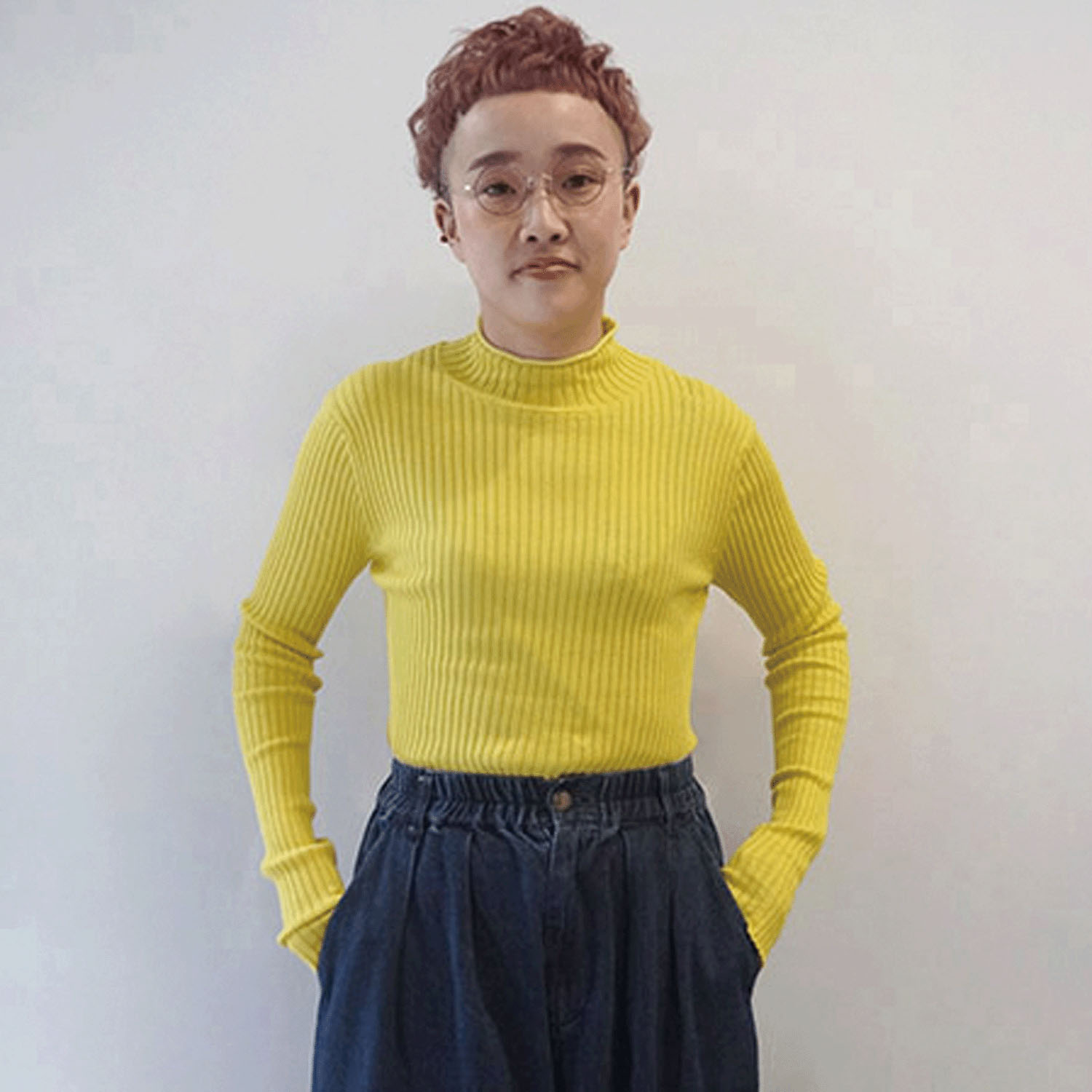 mao made モックネックミドルリブプルオーバー