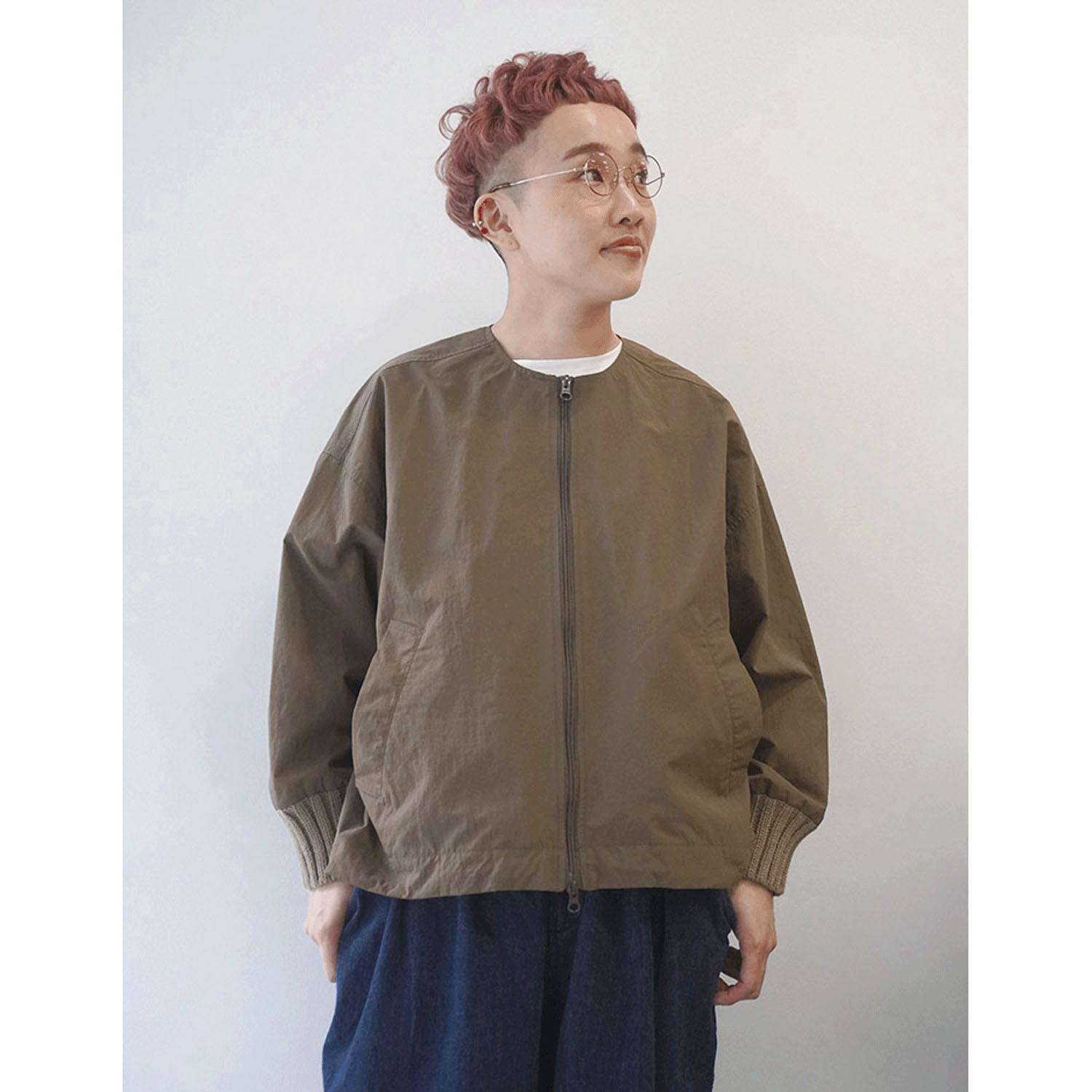 mao madeクルーネック裾ドロストジャケット