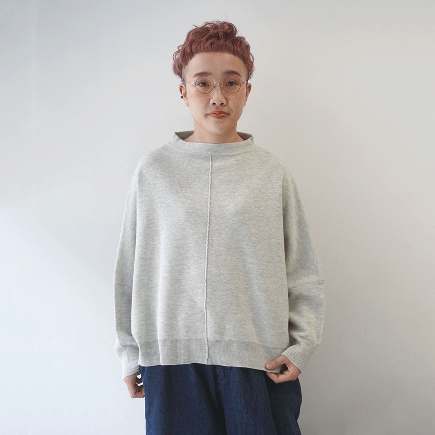 mao made モックネックワイドセミドルマンプルオーバー