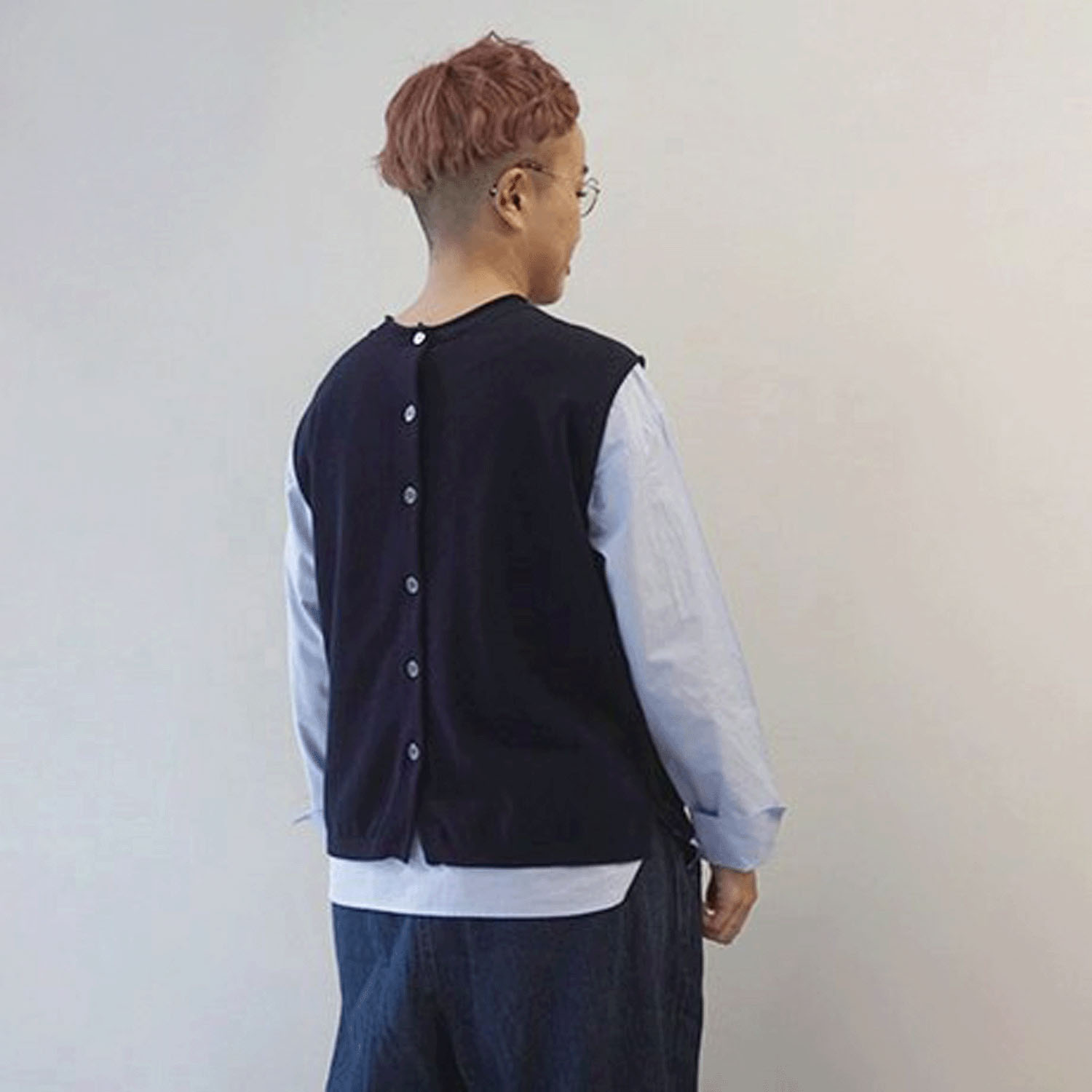 mao made 2WAYシンプルニットベスト＋ブラウス