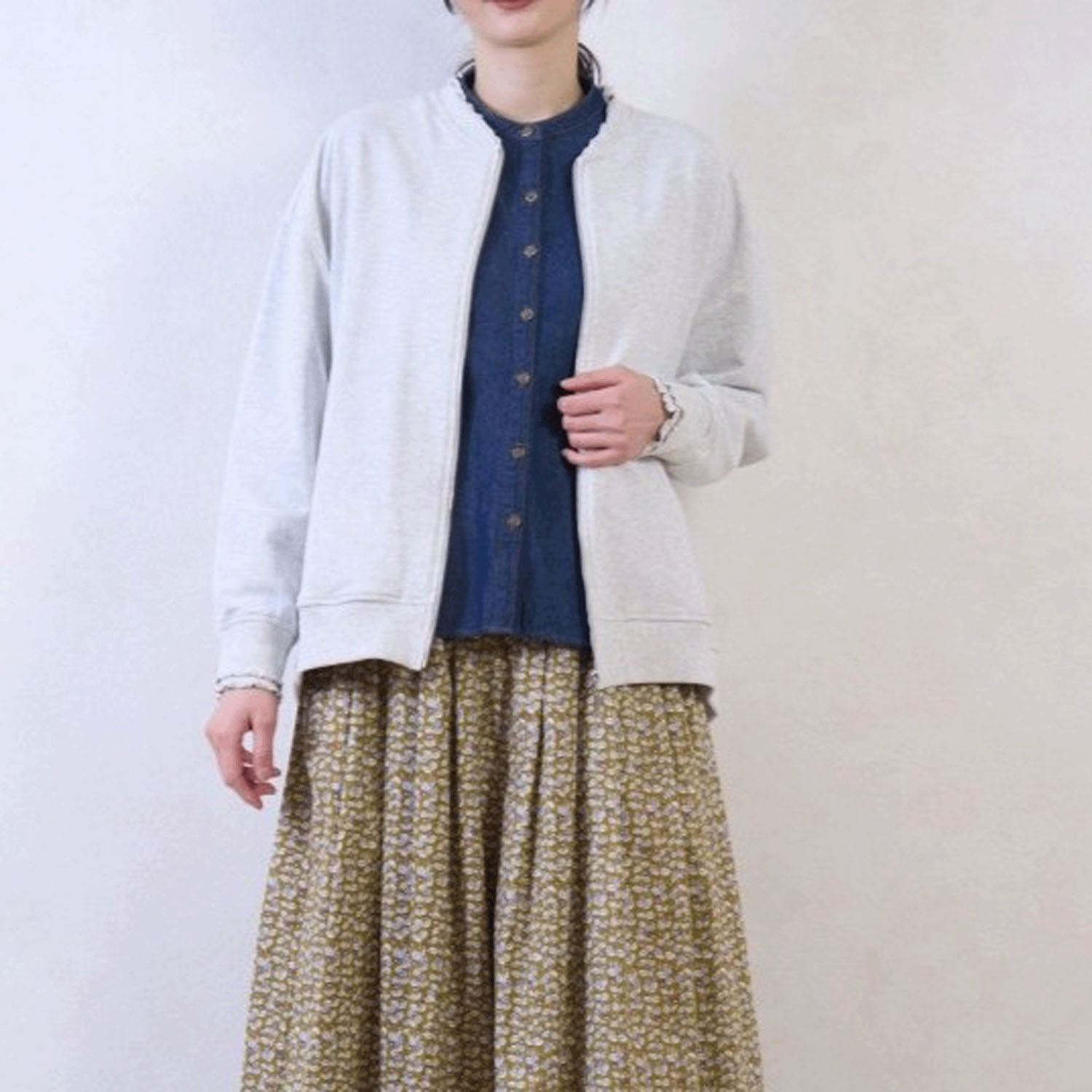 le ciel a tempsdoux 綿混裏毛カットソーカーディガン