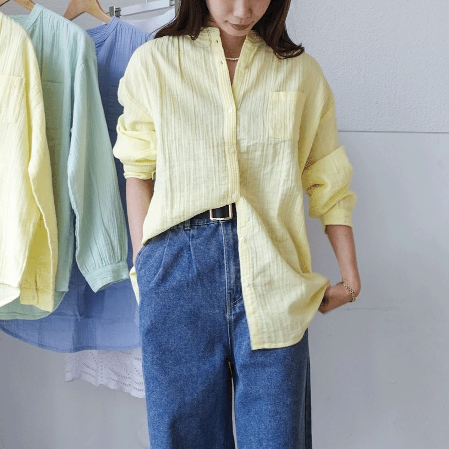 【期間限定価格6／14～6／20まで】Fanaka ダブルガーゼシャツブラウス
