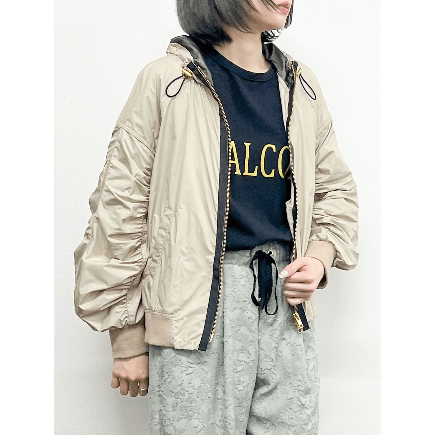 trois タフタテープブルゾン