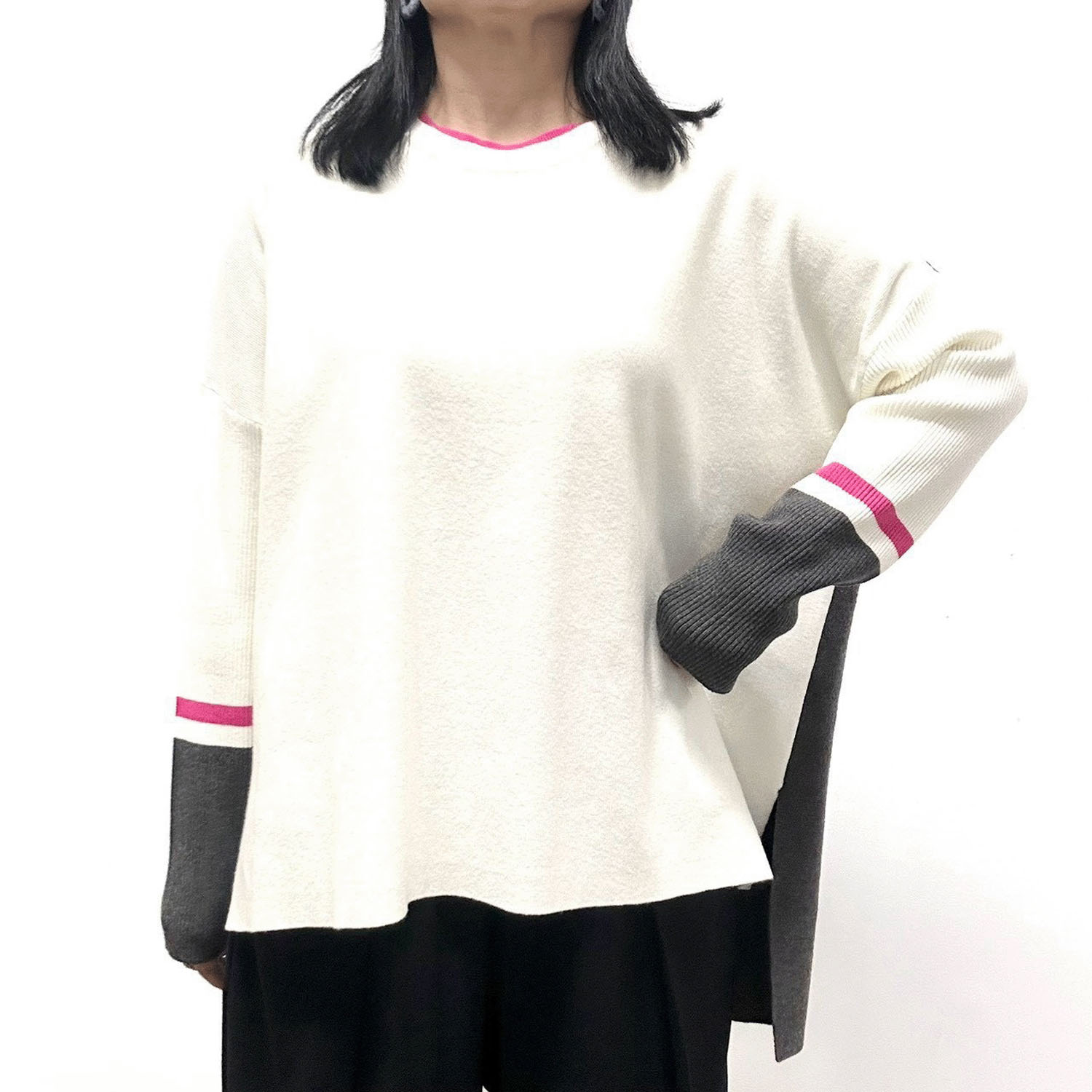 MONiLE 配色長袖ニット
