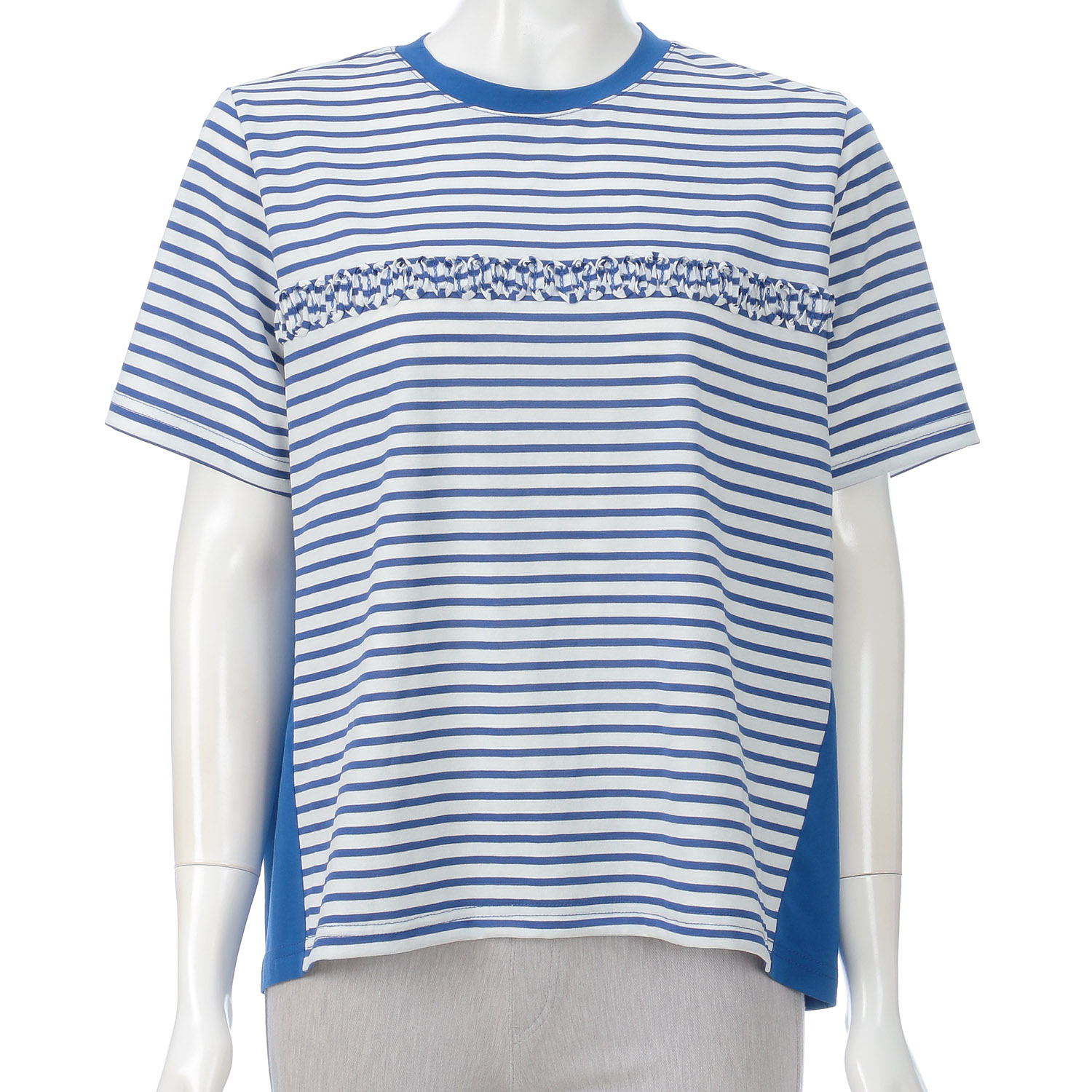 ボーダー×無地切替Tシャツ