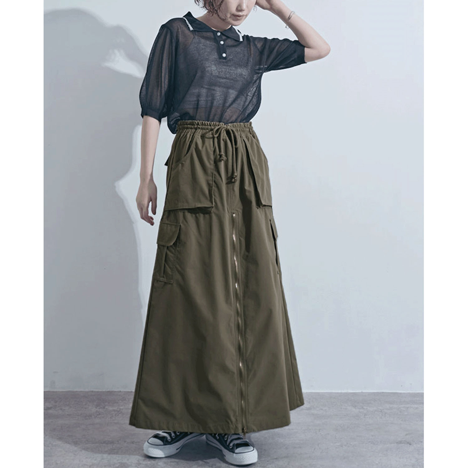 【ETONET限定 お取り寄せ】前ジップロングスカート