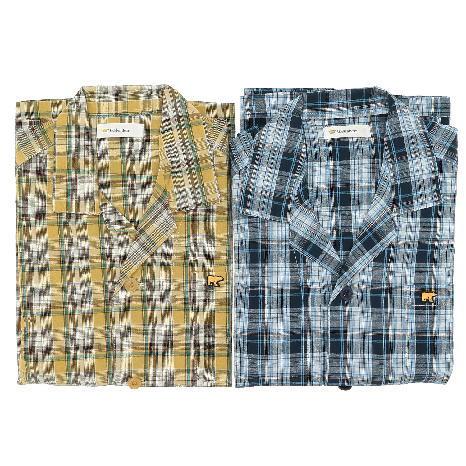 GoldenBear メンズ 半袖テーラーパジャマ チェック柄