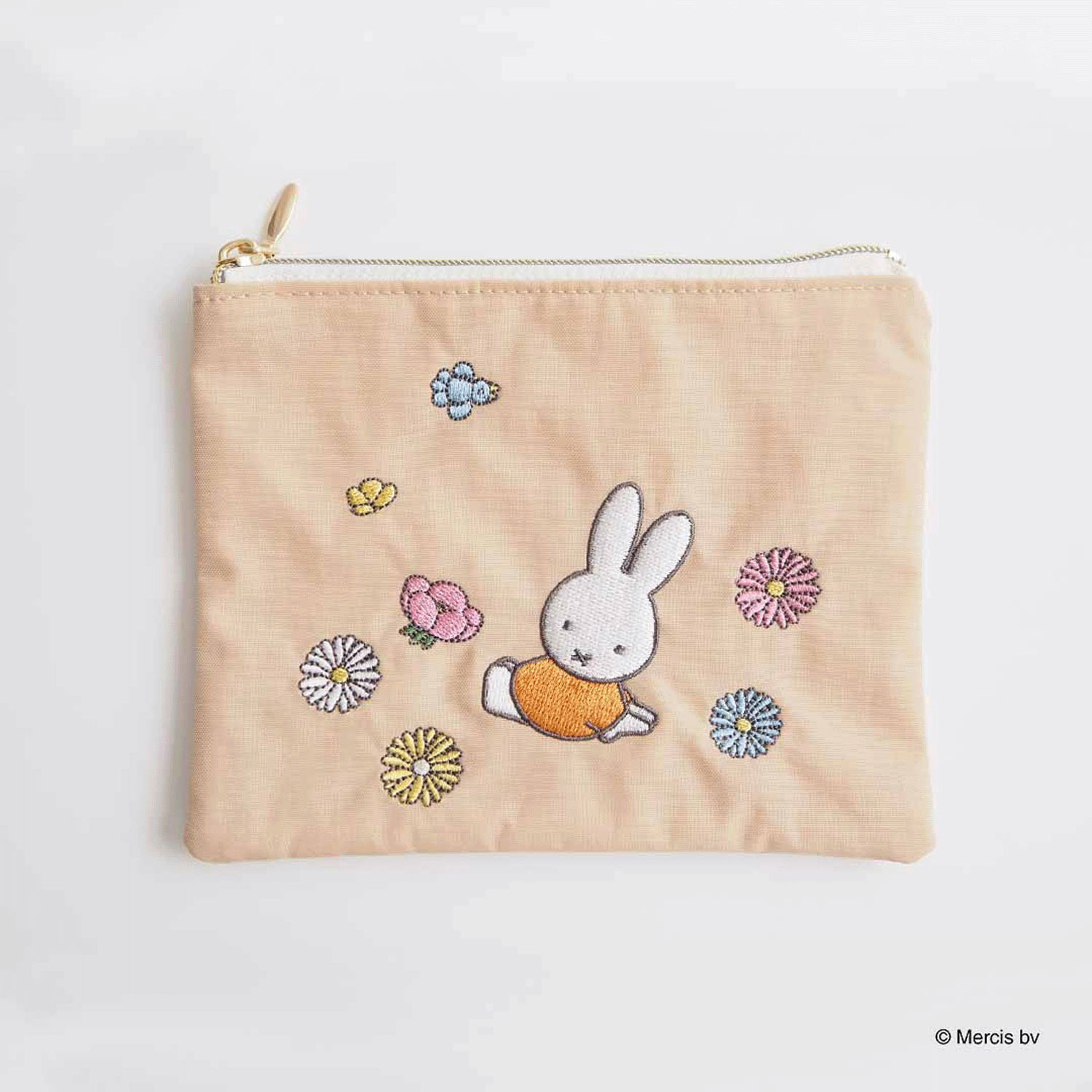 ミッフィー BRUNA MOTIF EMBROIDERY ミニフラットポーチ ベージュ
