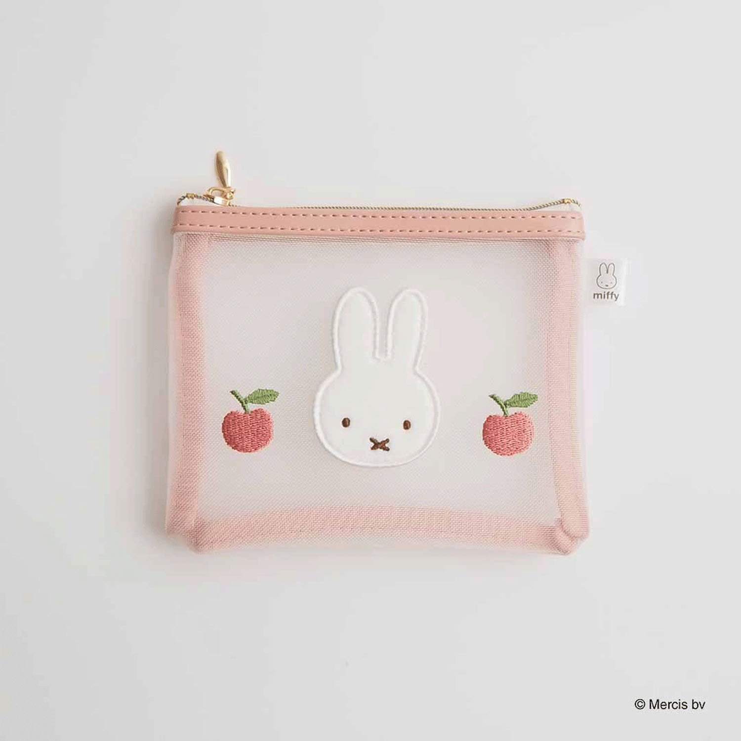 ミッフィー BRUNA MESH EMBROIDERY ミニフラットポーチ ピンク