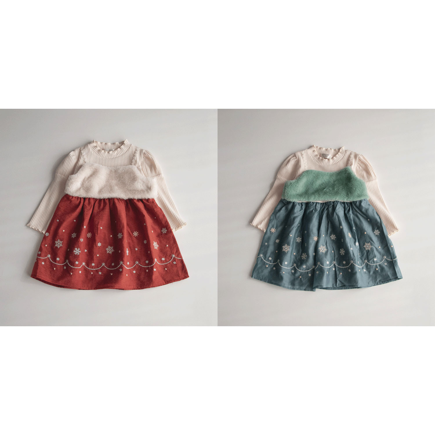 coto cotte 雪柄刺繍ワンピース