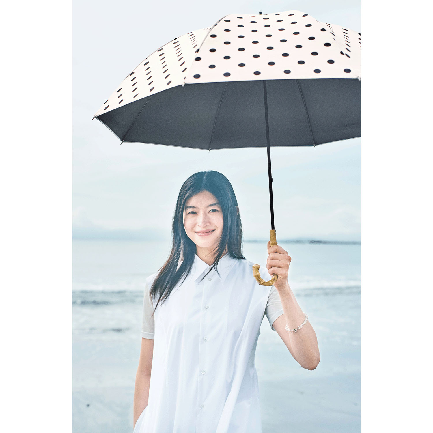 【because】 晴雨兼用 PUドットラージ日傘