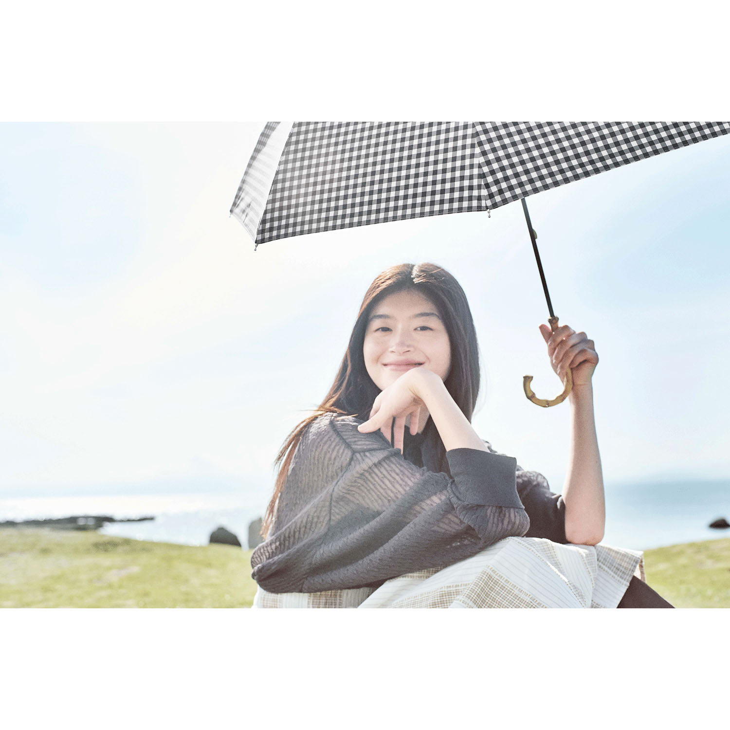 【because】 晴雨兼用 PUギンガムラージ日傘