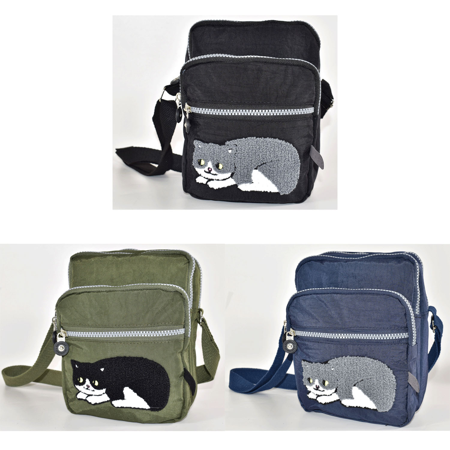 ネコサガラ刺繍縦型ショルダーバッグ