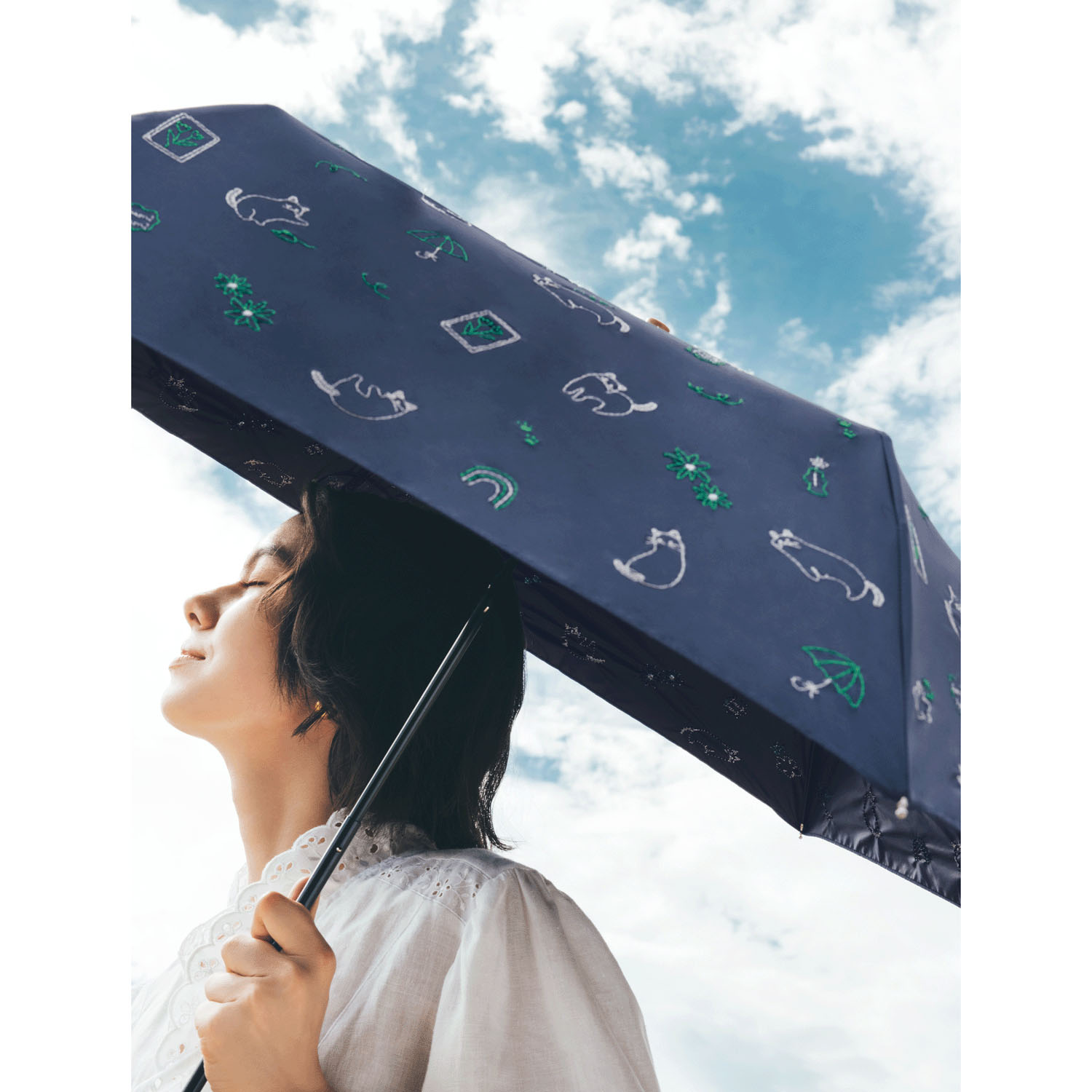 【because】 晴雨兼用 サニーキャット折傘