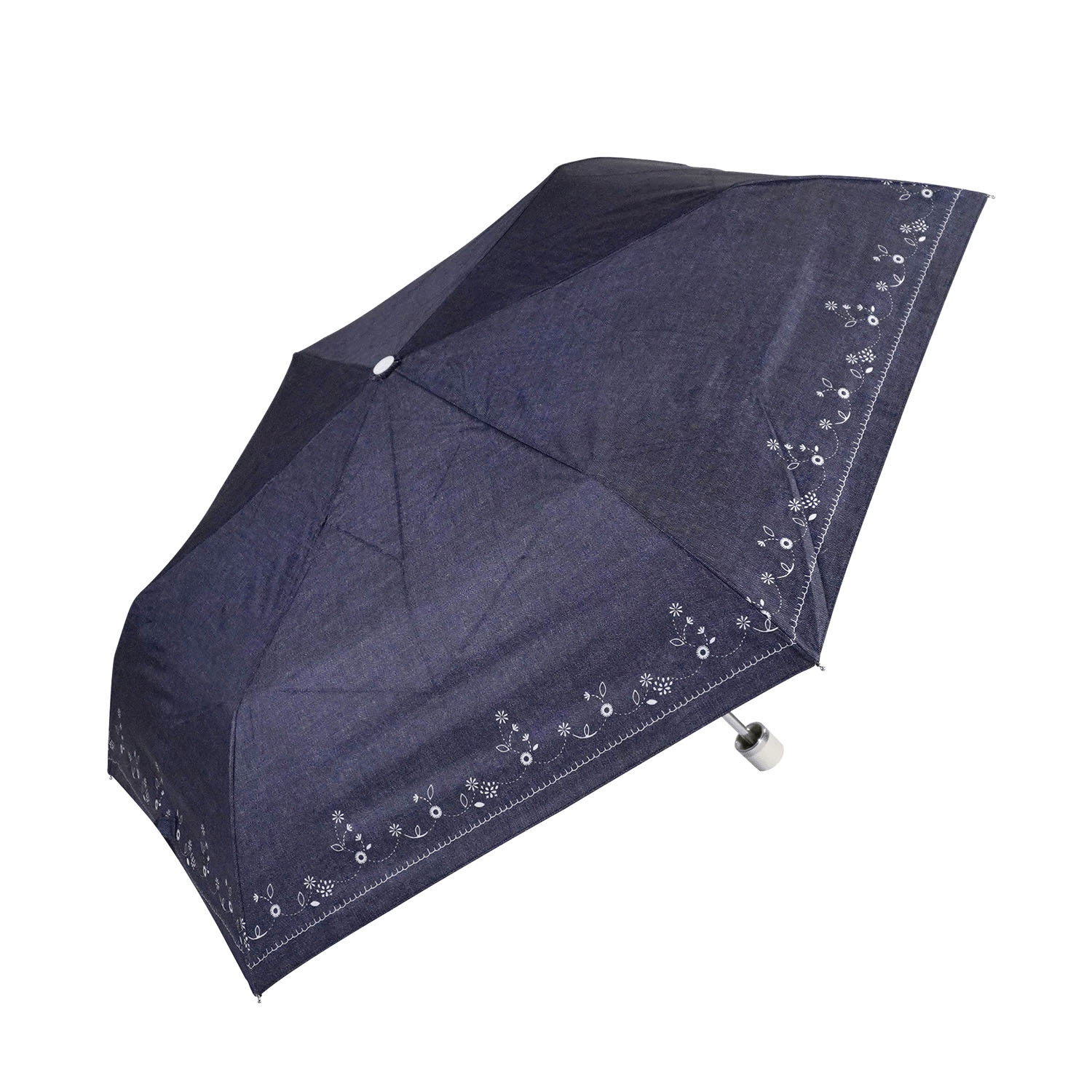 刺繍風ダンガリー晴雨兼用折傘