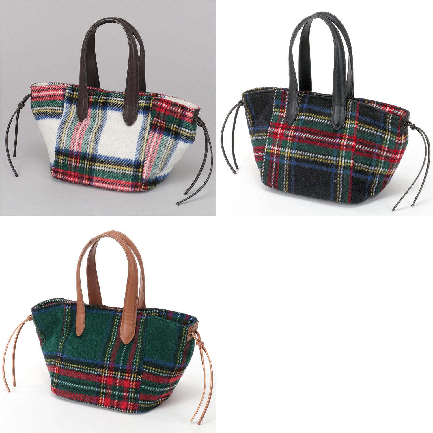 COOCO チェック柄スクエアトートバッグ