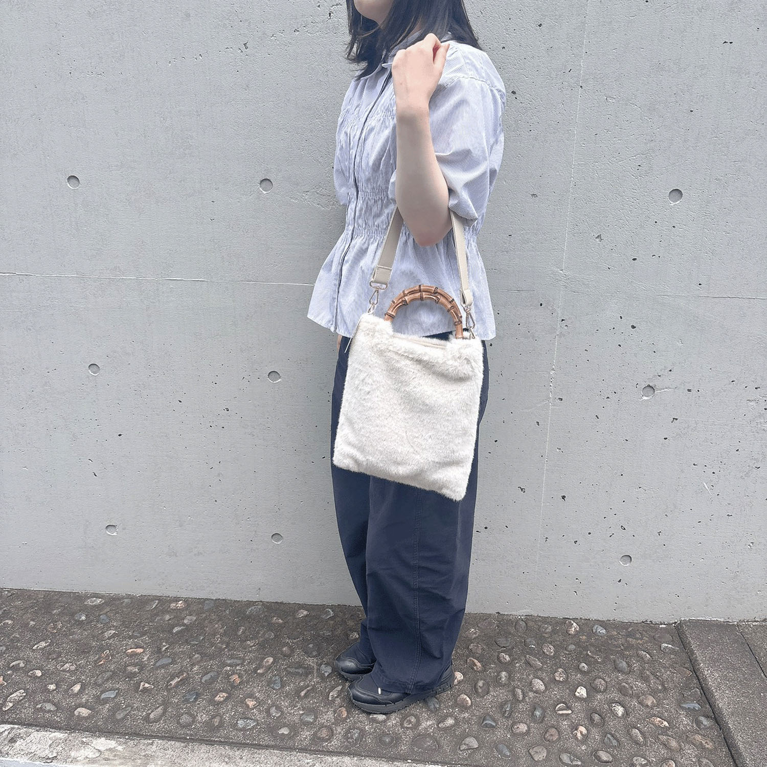 バンブーハンドル×エコファー2WAYバッグ