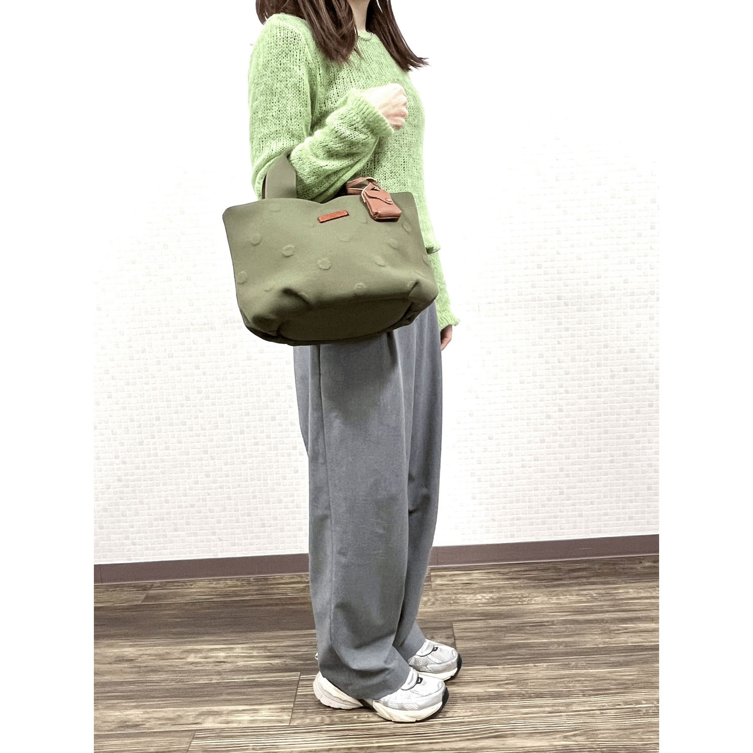toleur ドット柄ニットトートバッグ
