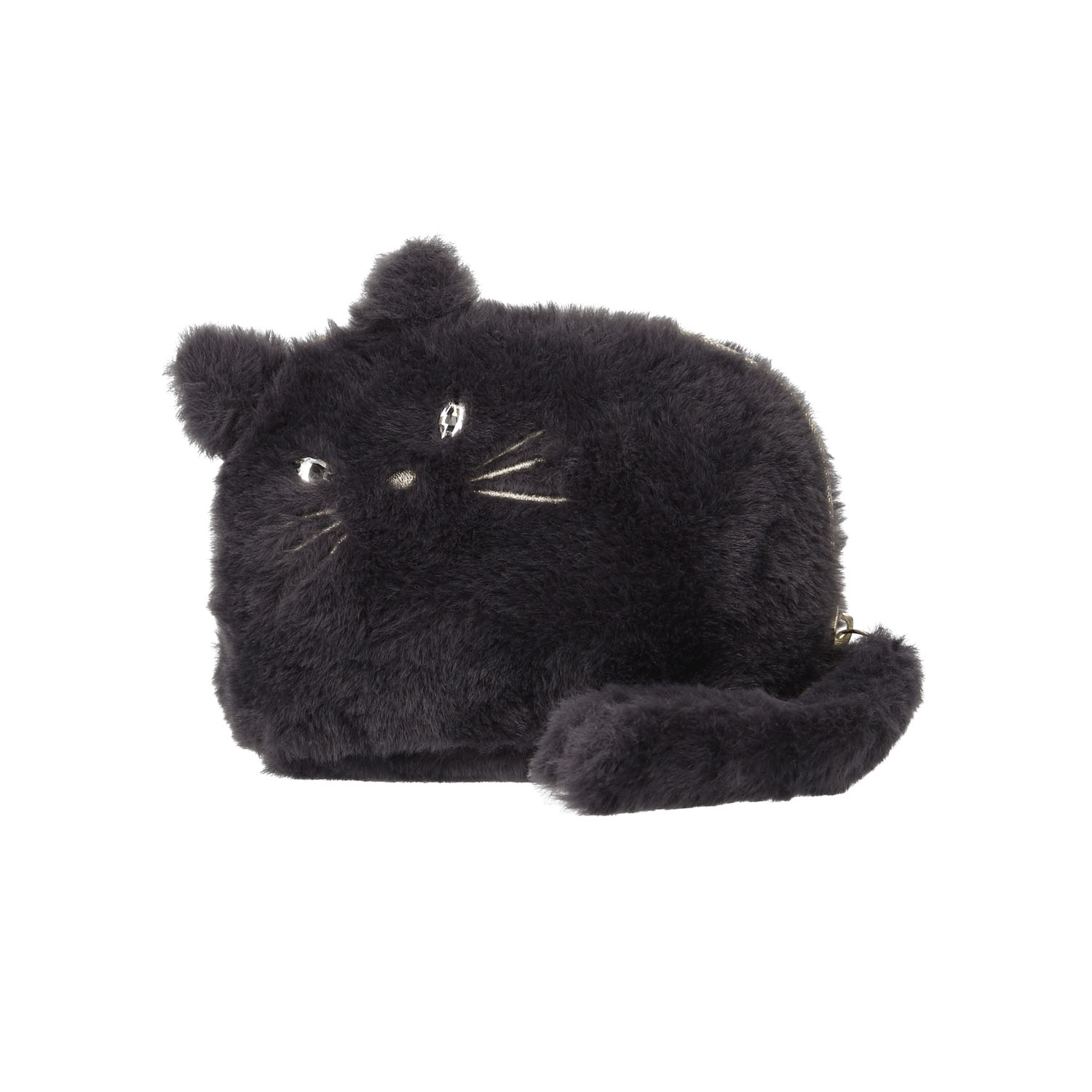 モコモコ猫ファー マチ付きポーチ