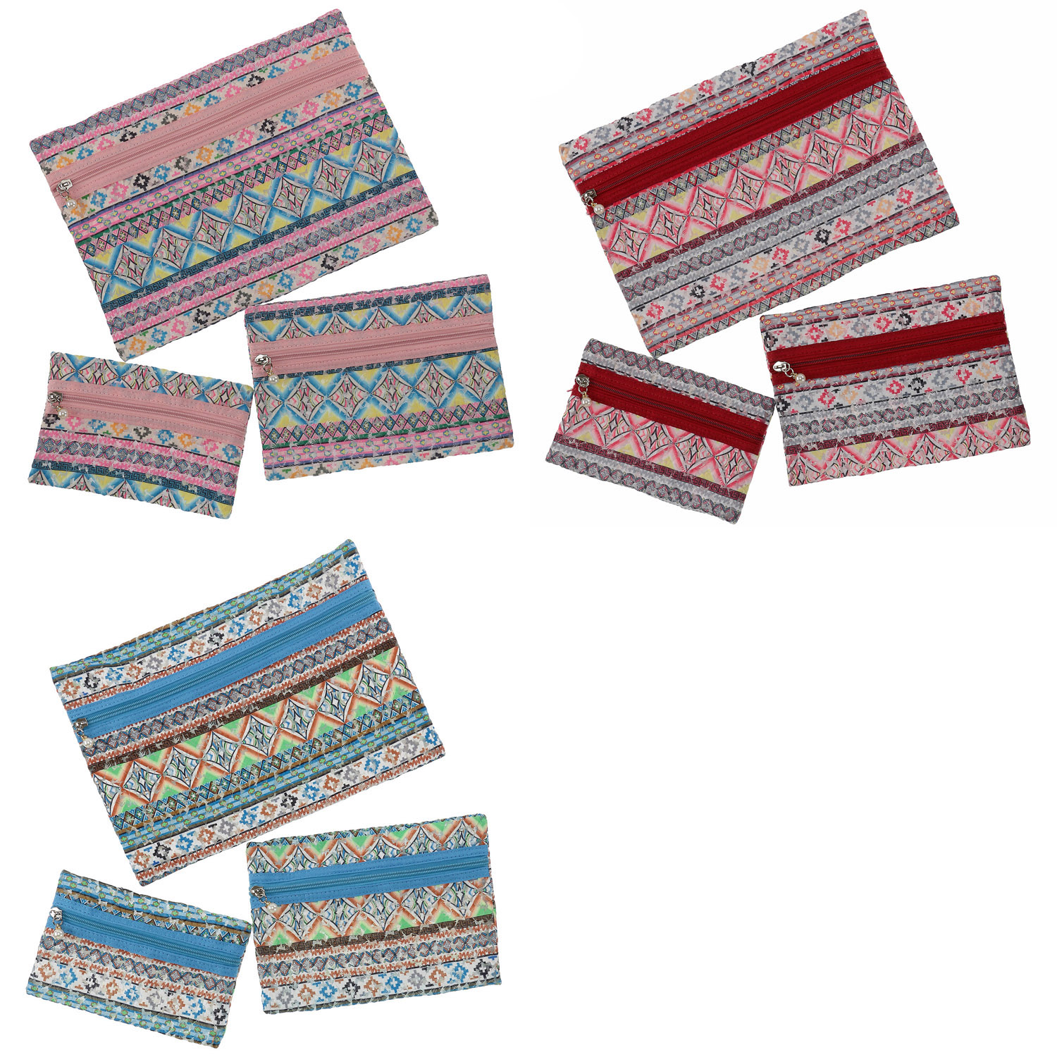 メッシュ刺繍ポーチ 3点セット