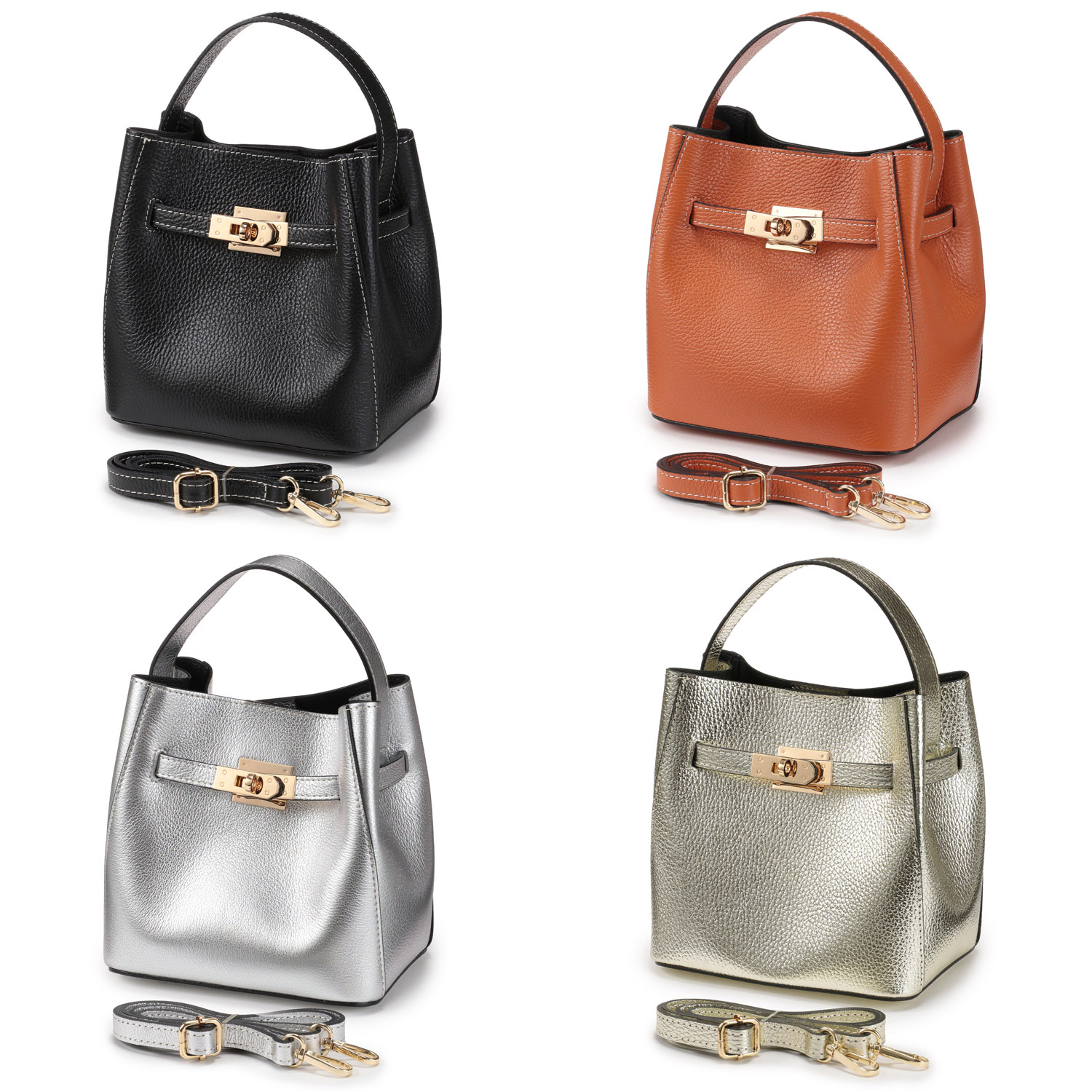M Rose 牛革金具付ワンハンドル2WAYバッグ