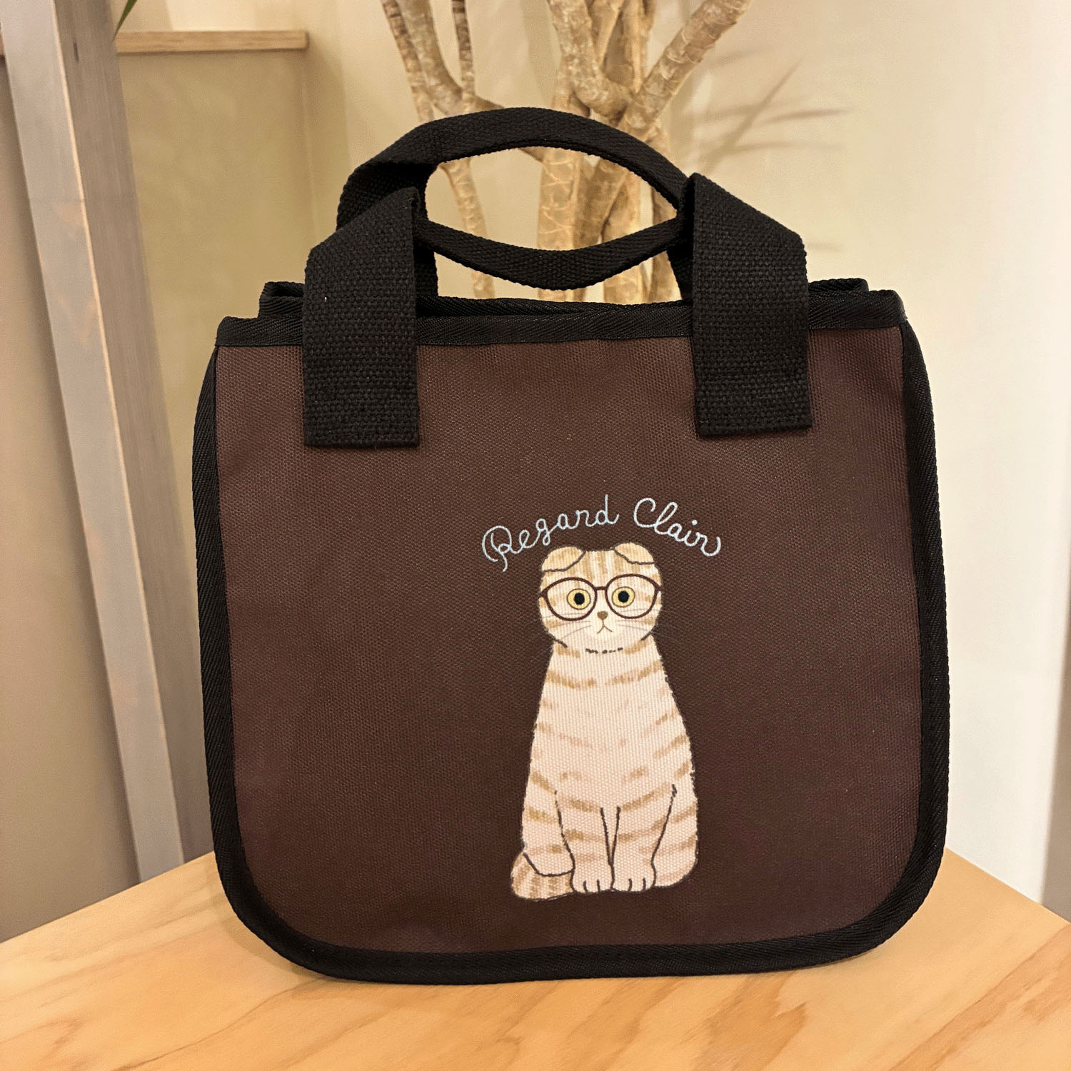 【海渡限定商品】タルティーヌミニトート メガネ猫 茶