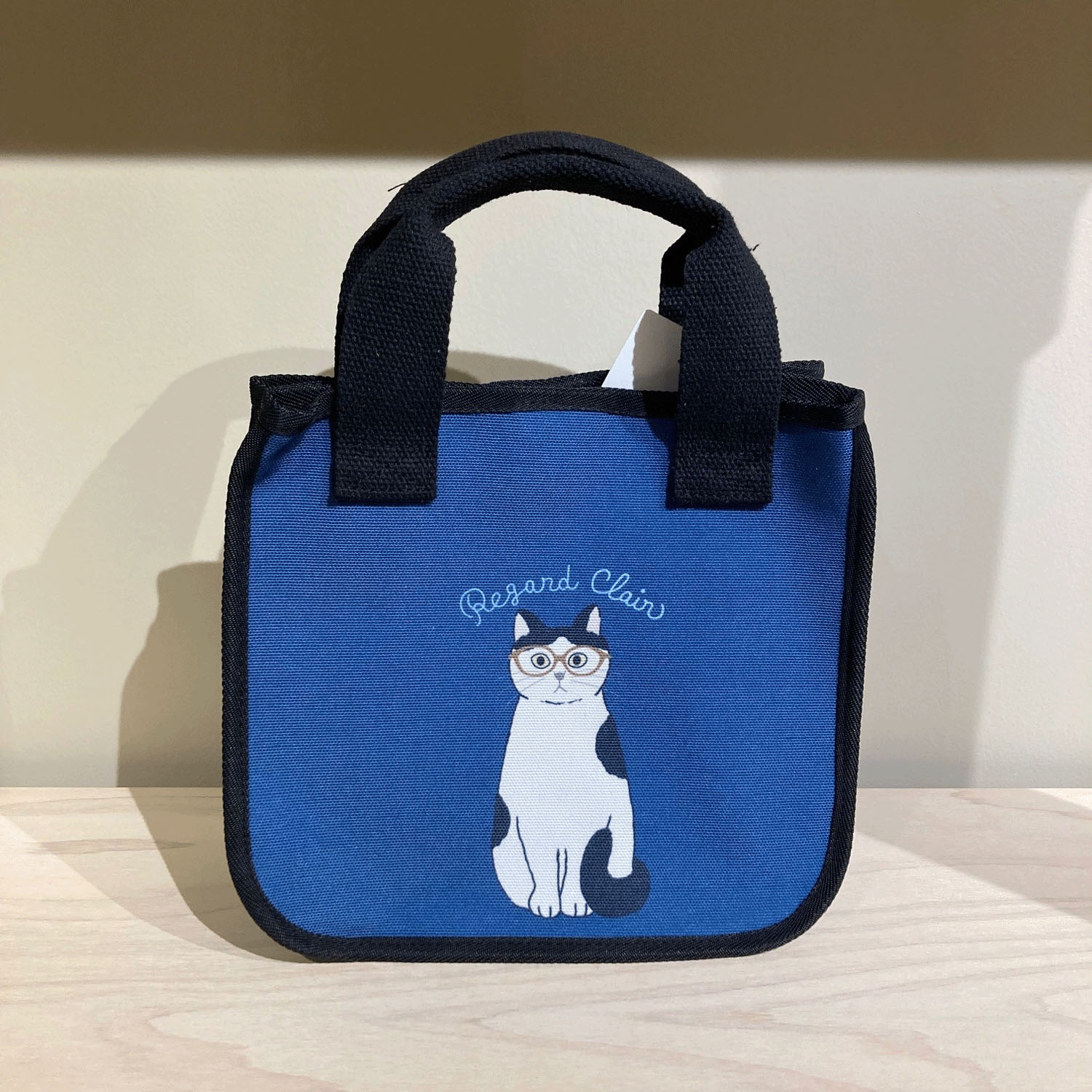 【海渡限定商品】タルティーヌミニトート メガネ猫 青
