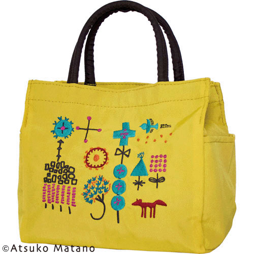 ATSUKO MATANO 刺繍マチ付トート小さな森（イエロー）