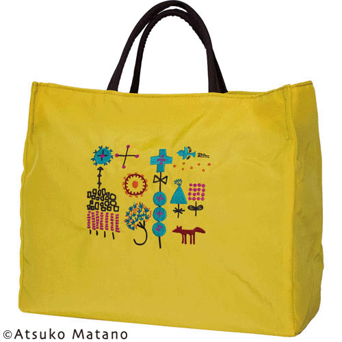 ATSUKO MATANO 刺繍マチ付トート大 小さな森（イエロー）