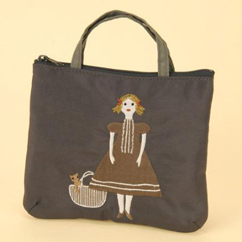 ATSUKO MATANO 刺繍ポーチ ドール ブラウン