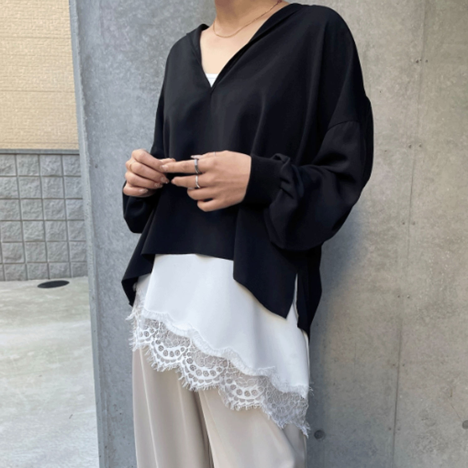 【Insta Live】Anna Kerry レースヘムアシンメトリーキャミソール