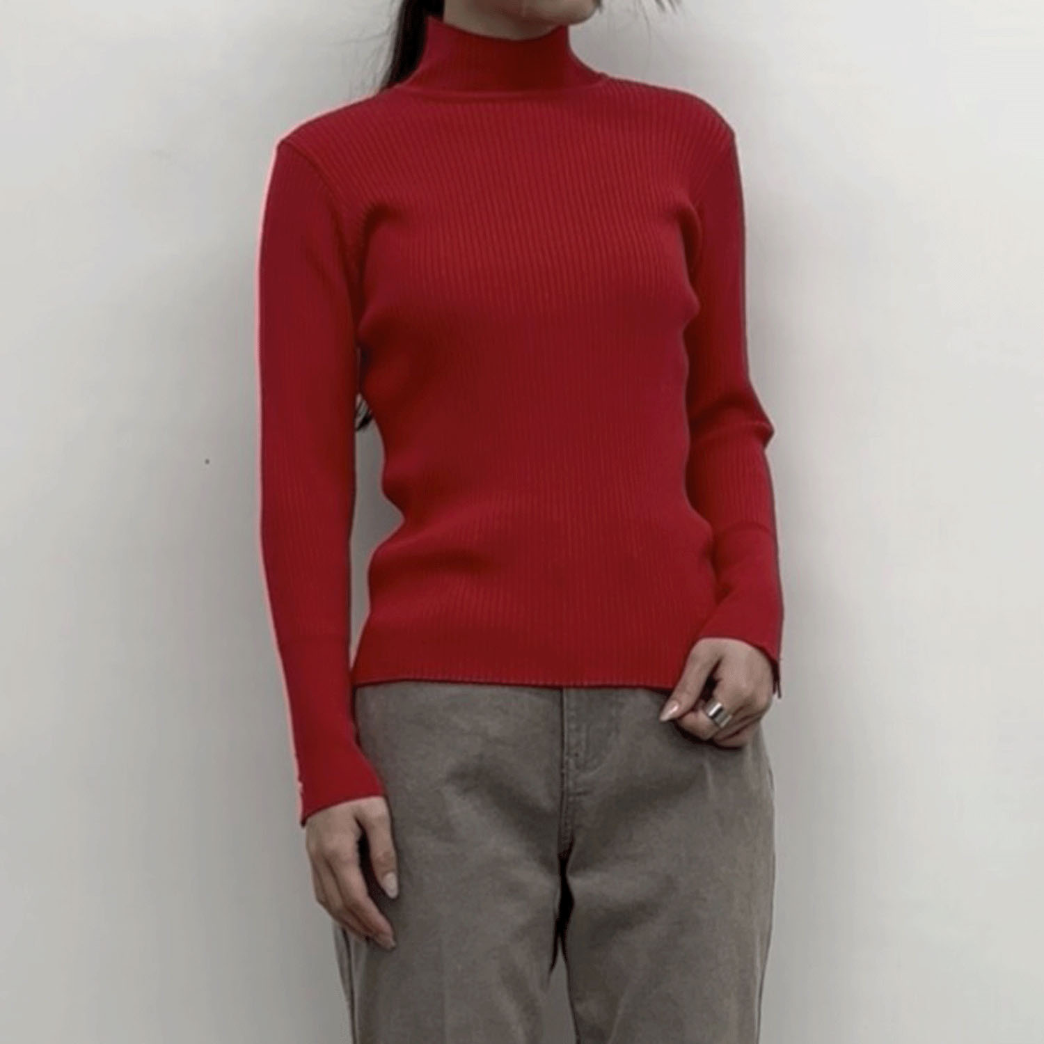 cloche リブニットタートルネック