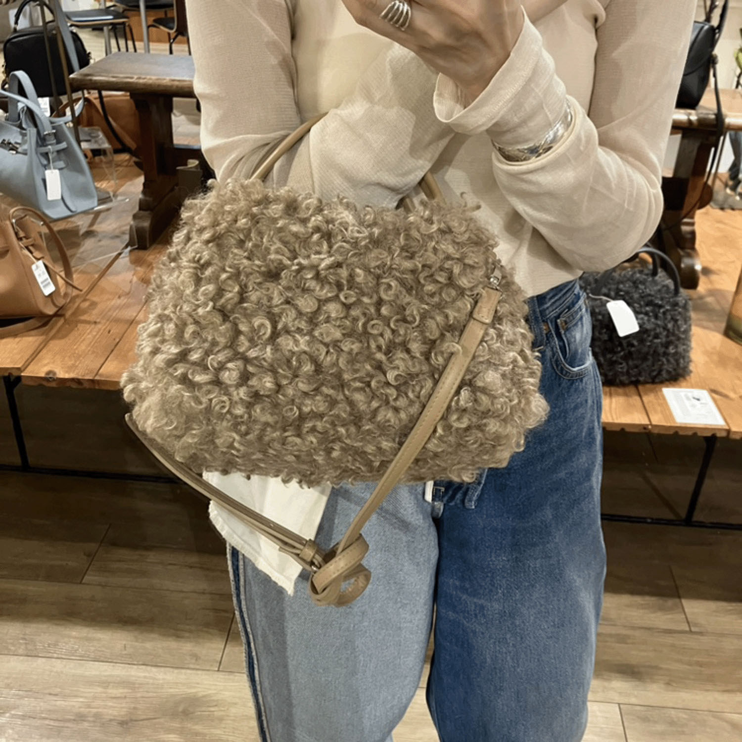 cachecache カーリーファーボックス2WAYトート