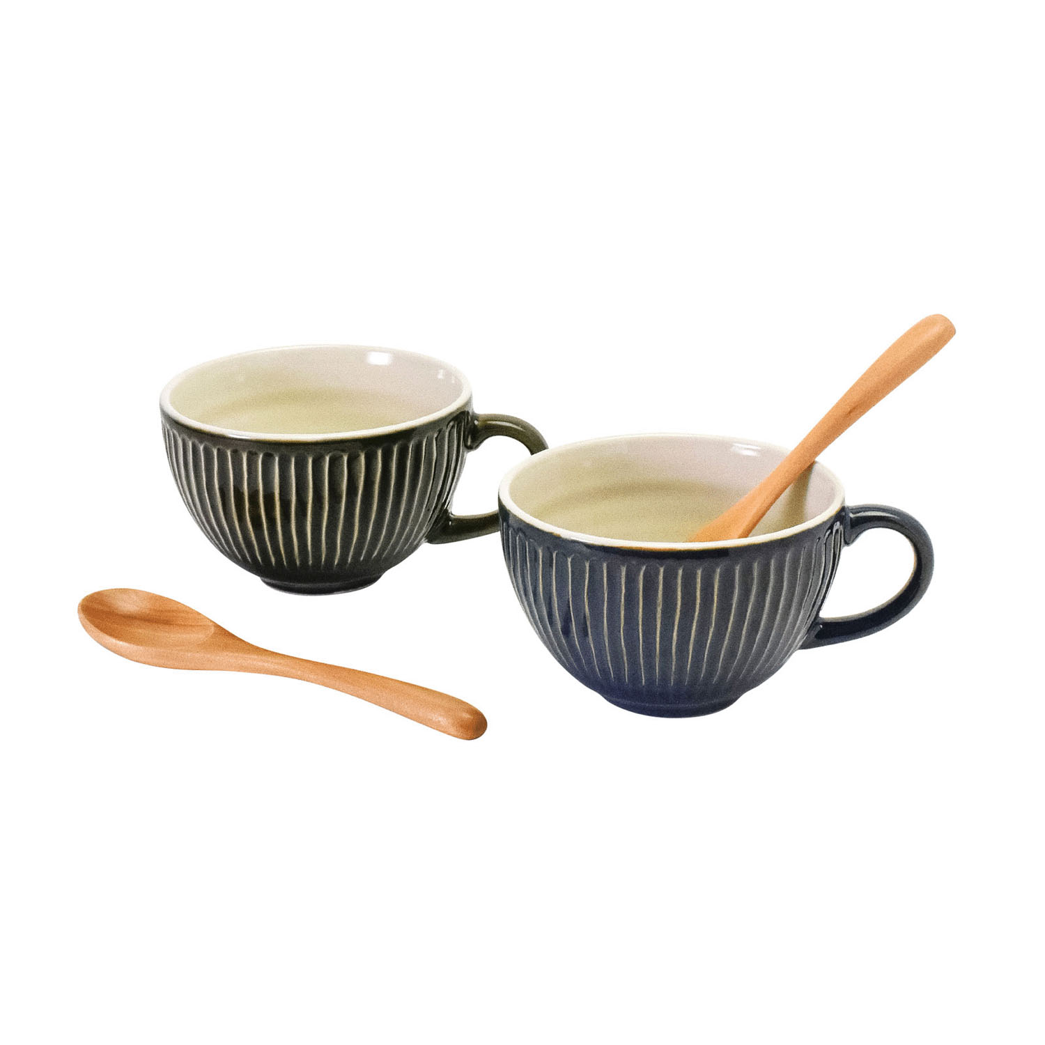 ペアスープカップ グリーン＆ネイビー