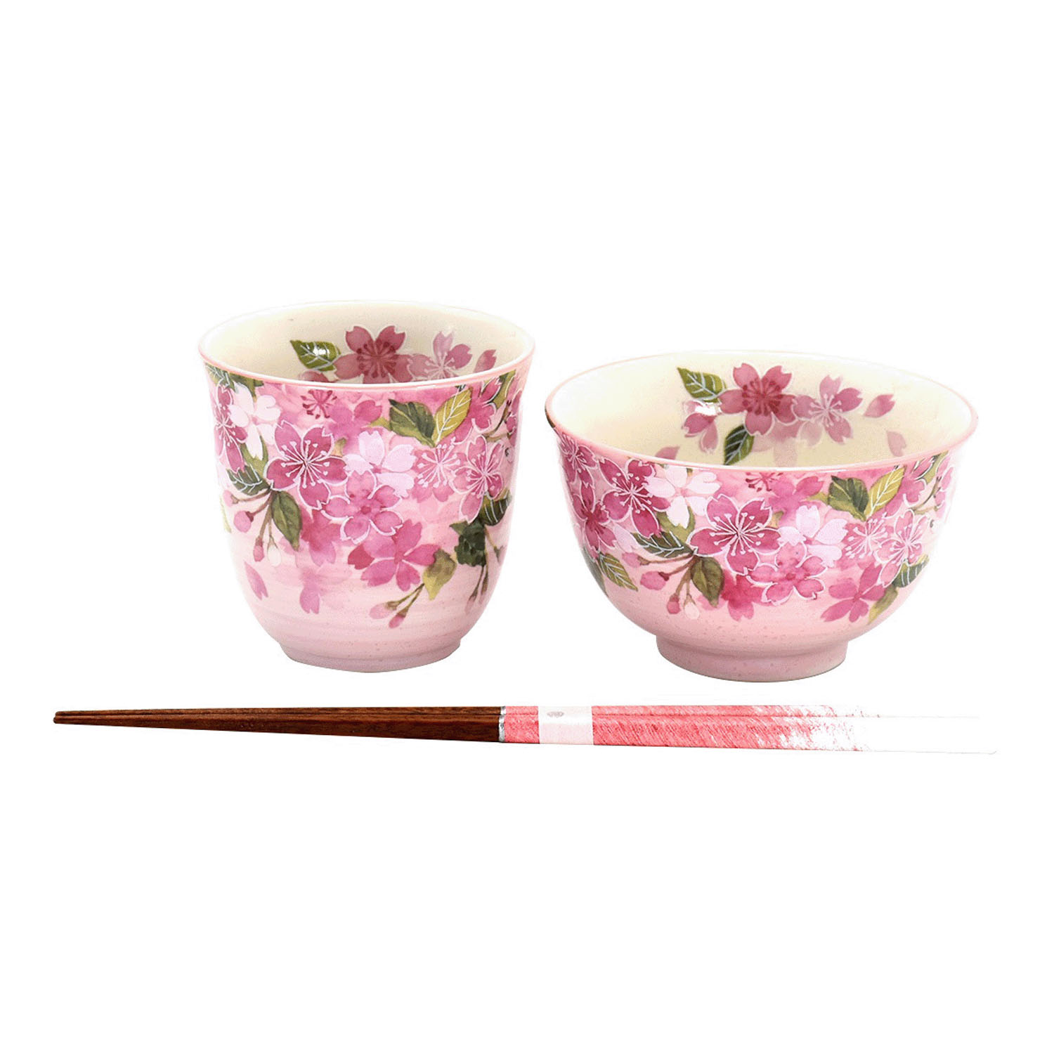 花あわせ 飯碗湯呑 サクラ（若狭塗箸付）