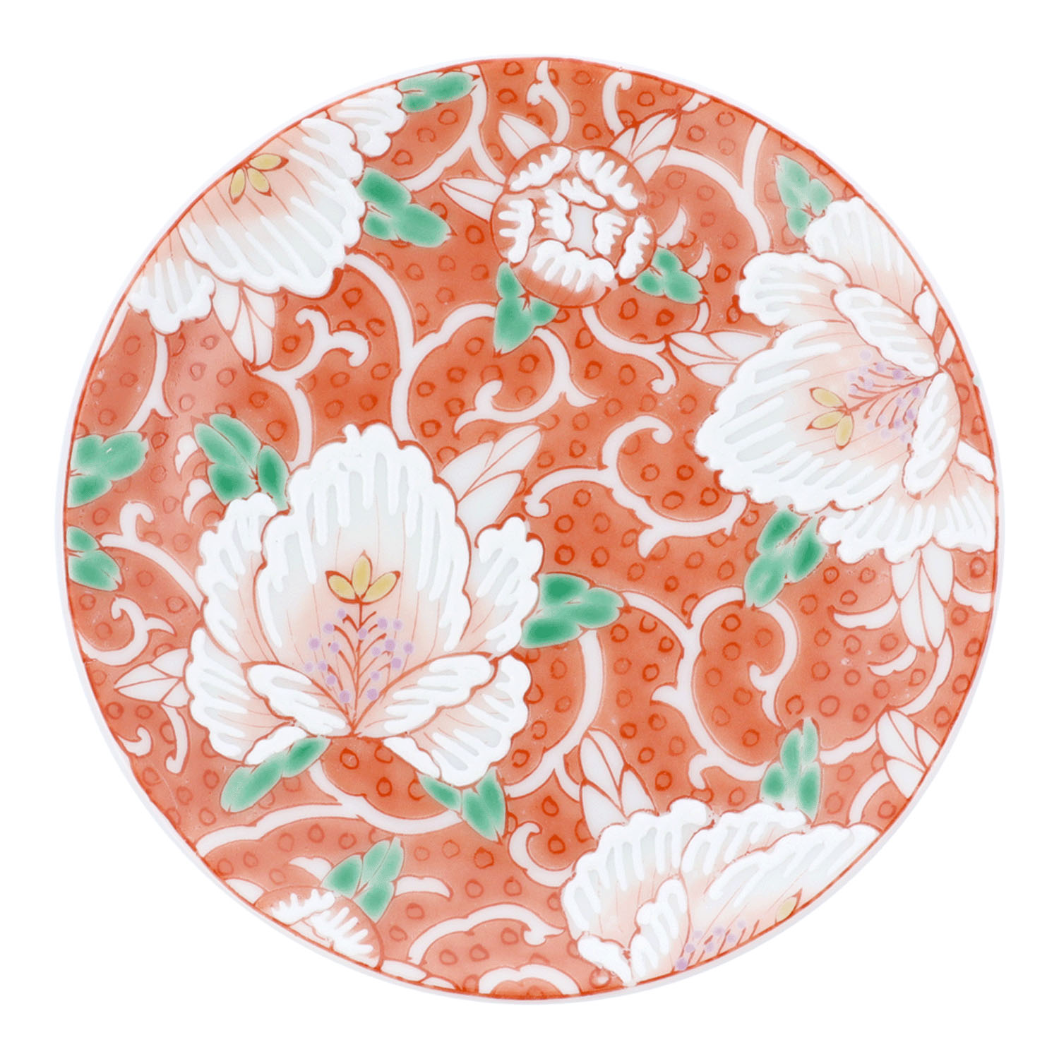 九谷アート小皿「赤絵万葉花」 監修：田村星都