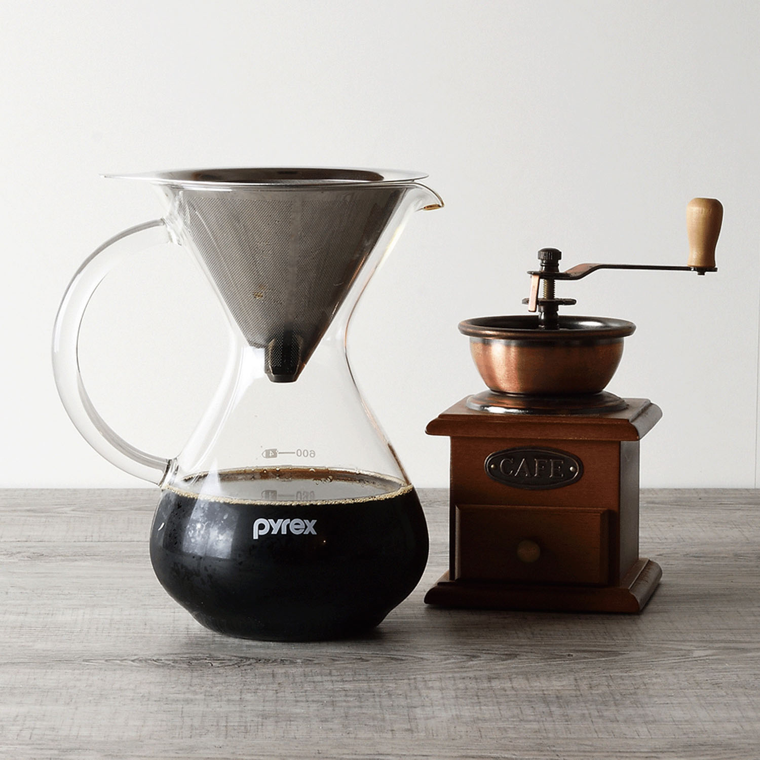 PYREX コーヒーサーバー600ml ナチュラルステンレスフィルター付き