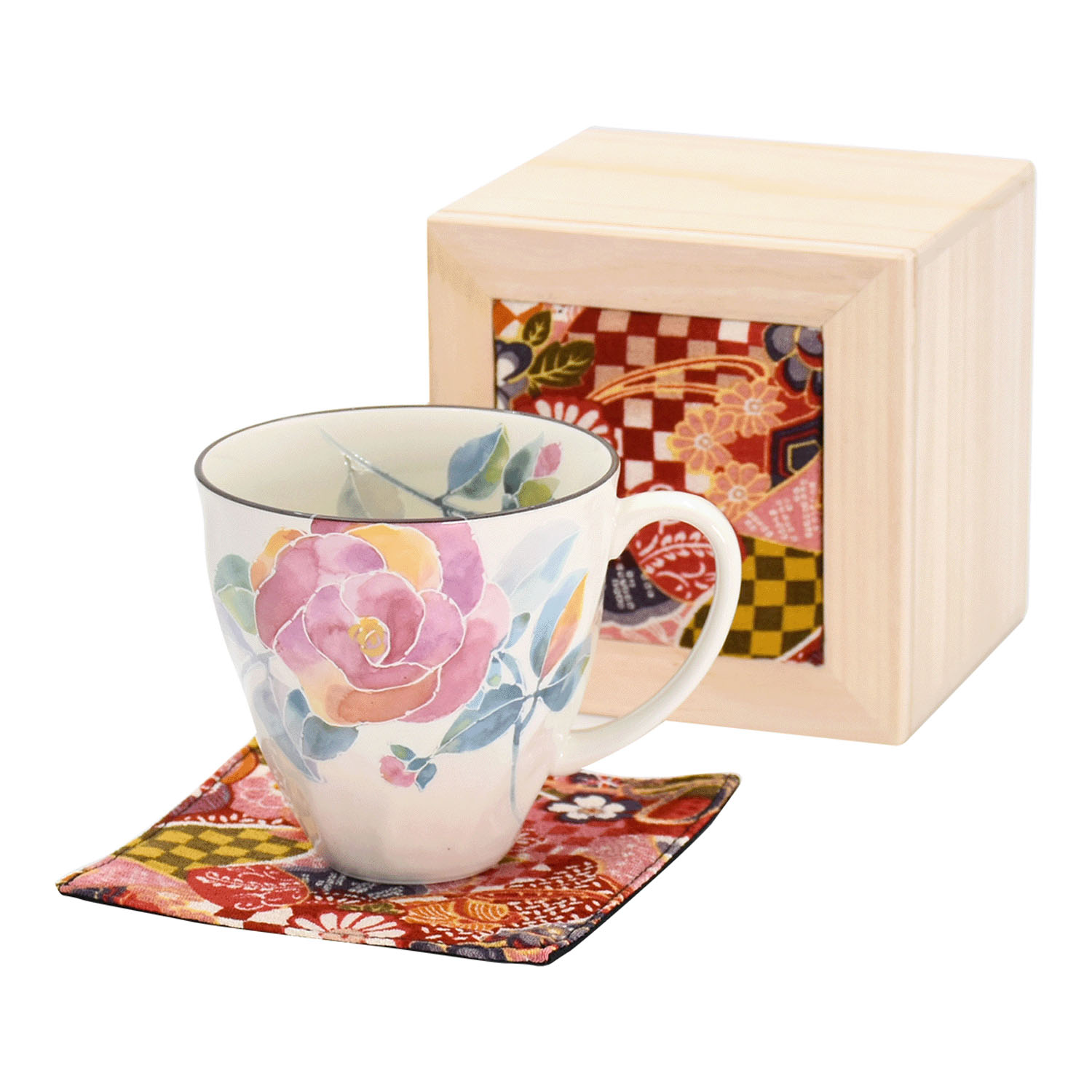 花ことば ちりめん木箱入 マグカップ バラ