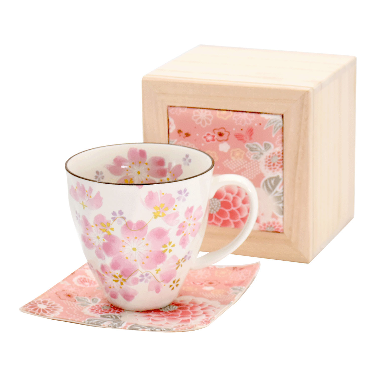 花ことば ちりめん木箱入 マグカップ 華まつり 桜