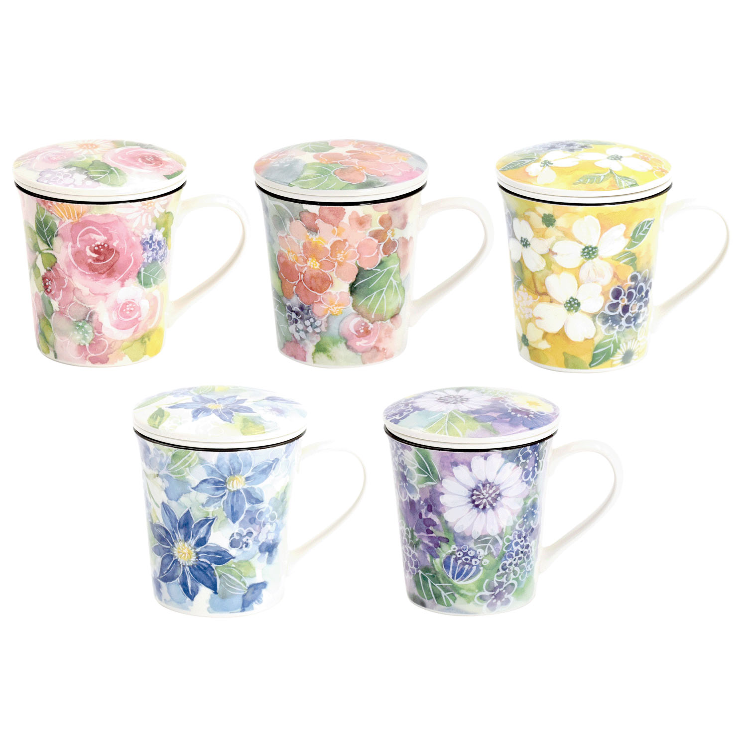 花合わせ蓋茶こし付マグカップ