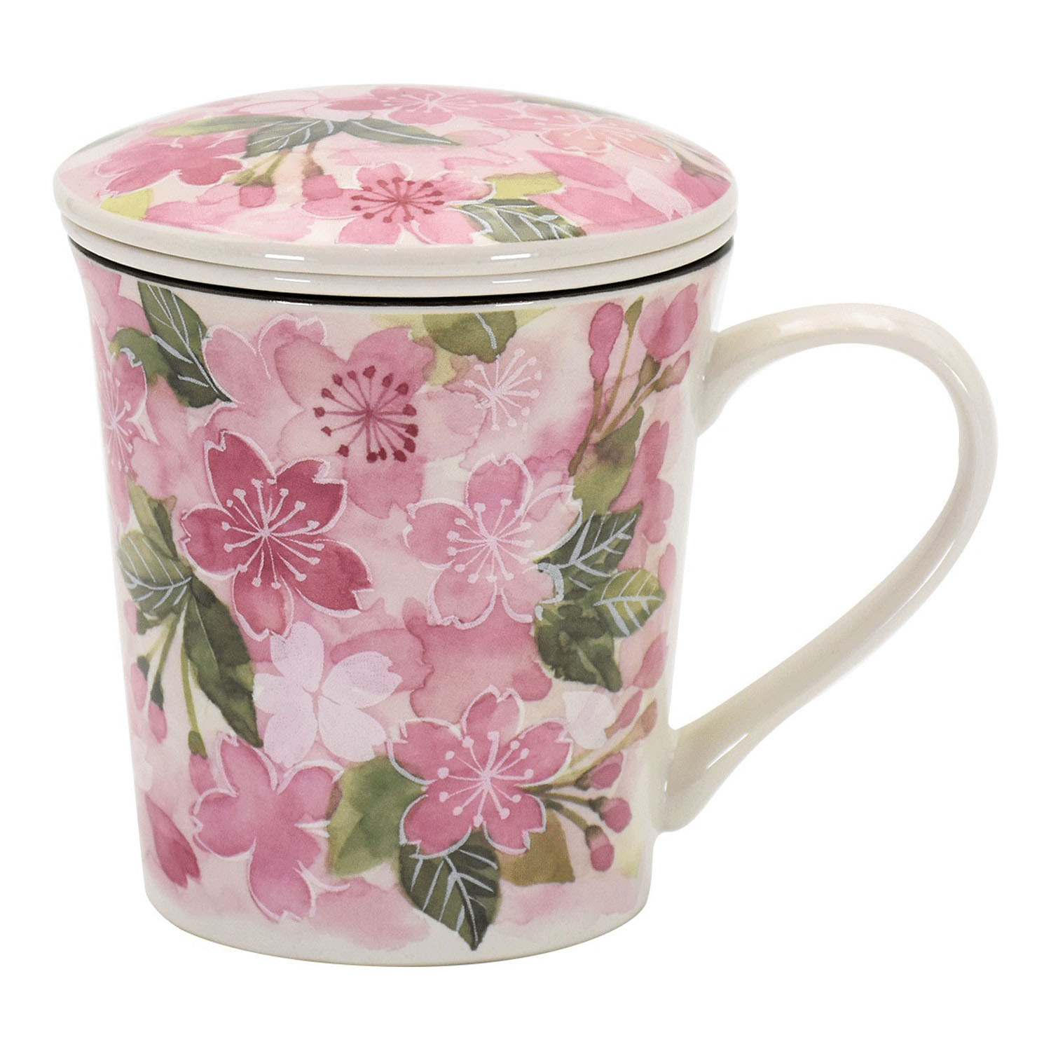 花あわせ 蓋つきマグカップ（茶漉し付） サクラ