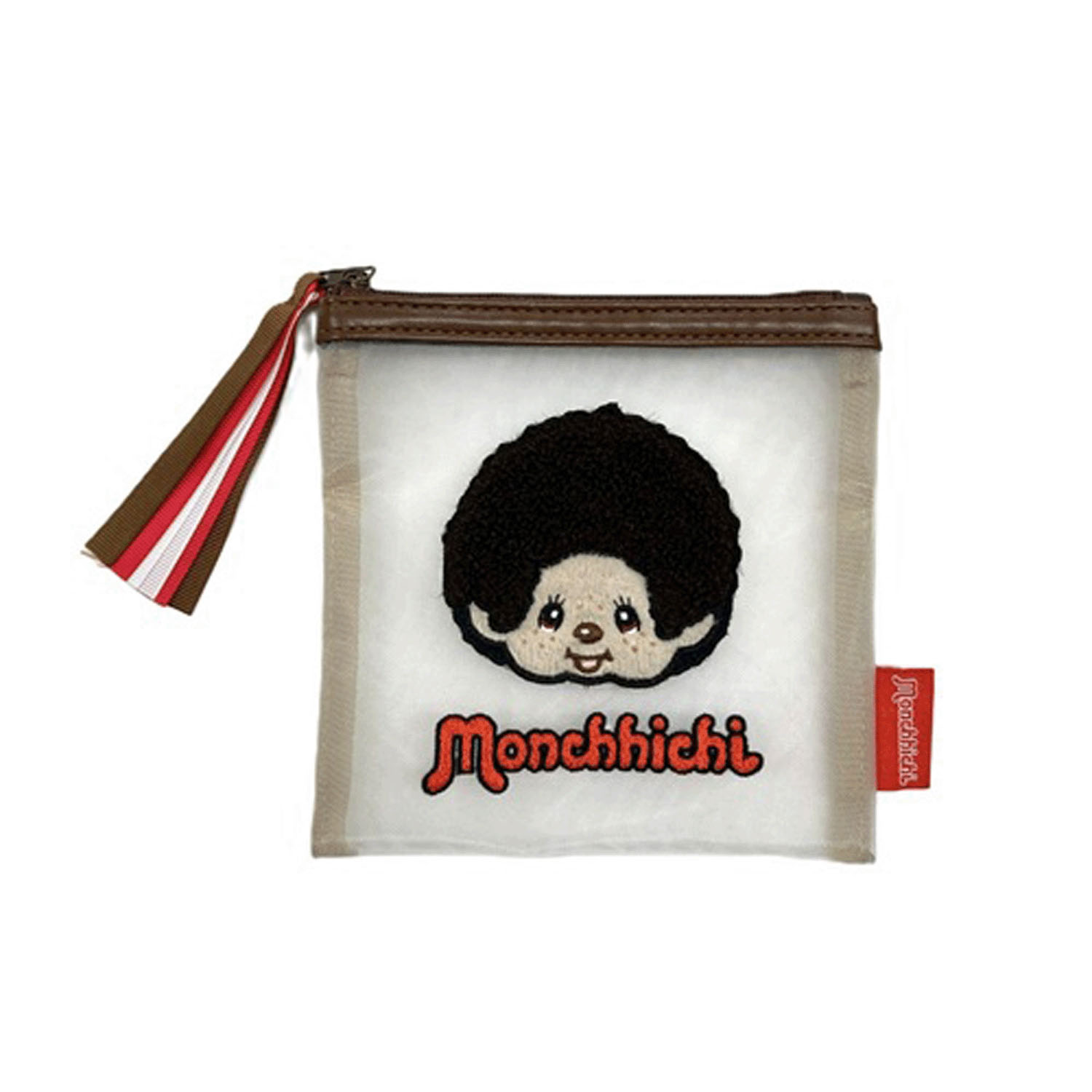 モンチッチ サガラ刺繍メッシュポーチ アイボリー